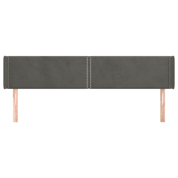 Kopfteil mit Ohren Dunkelgrau 183x16x78/88 cm Samt