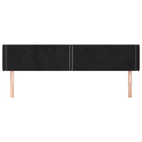 Kopfteil mit Ohren Schwarz 183x16x78/88 cm Samt