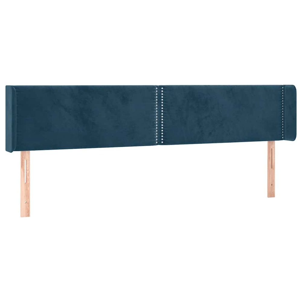 vidaXL Tête de lit à oreilles Bleu foncé 183x16x78/88 cm Velours