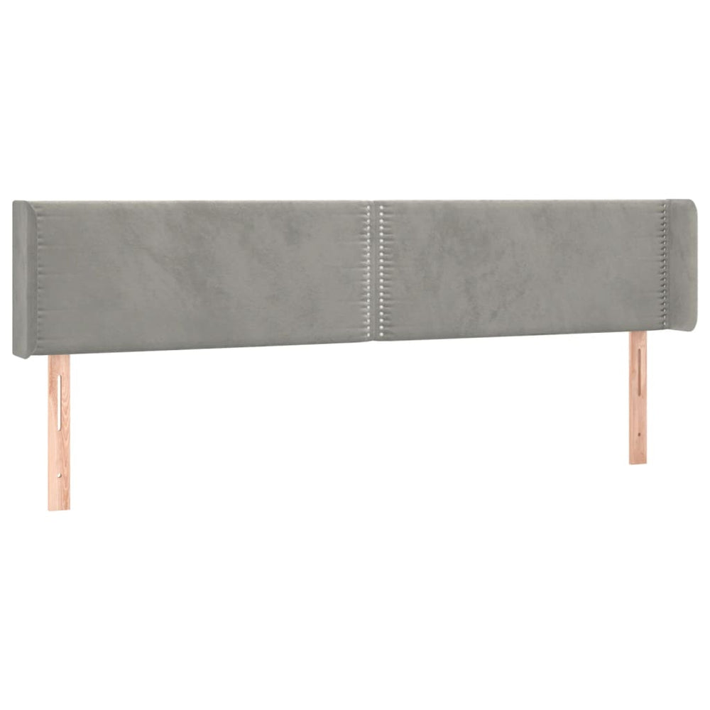 vidaXL Tête de lit à oreilles Gris clair 203x16x78/88 cm Velours