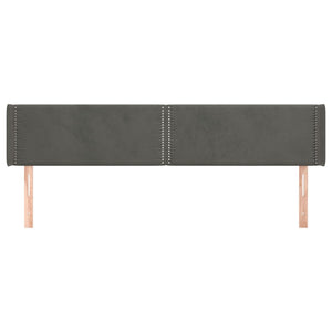 Kopfteil mit Ohren Dunkelgrau 203x16x78/88 cm Samt