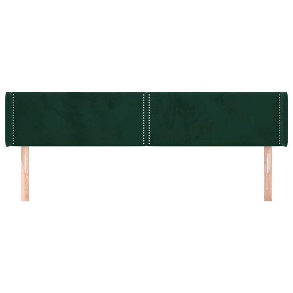 vidaXL Tête de lit à oreilles vert foncé 203x16x78/88 cm Velours