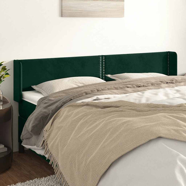 vidaXL Tête de lit à oreilles vert foncé 203x16x78/88 cm Velours