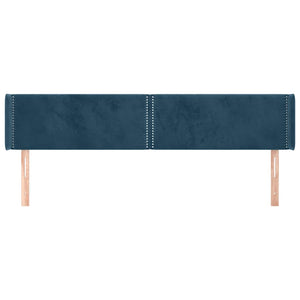 vidaXL Tête de lit à oreilles bleu foncé 203x16x78/88 cm Velours