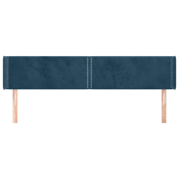 vidaXL Tête de lit à oreilles bleu foncé 203x16x78/88 cm Velours