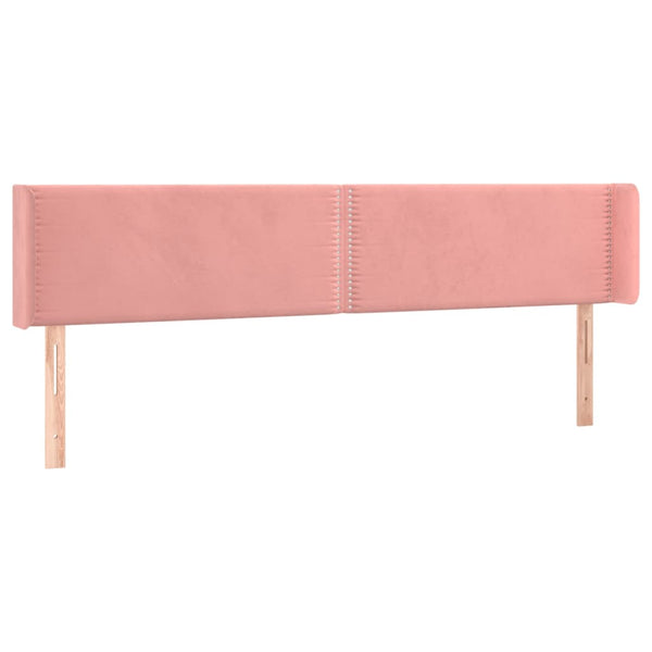 vidaXL Tête de lit à oreilles rose 203x16x78/88 cm velours