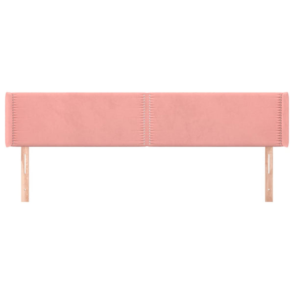 vidaXL Tête de lit à oreilles rose 203x16x78/88 cm velours