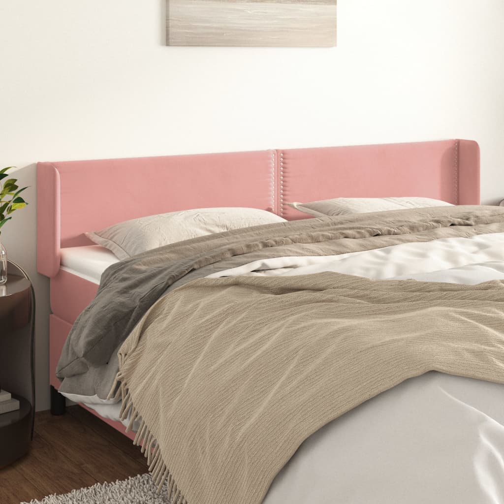 vidaXL Tête de lit à oreilles rose 203x16x78/88 cm velours