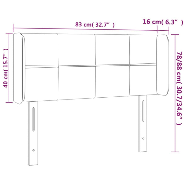 vidaXL Tête de lit à oreilles Gris foncé 83x16x78/88 cm Tissu