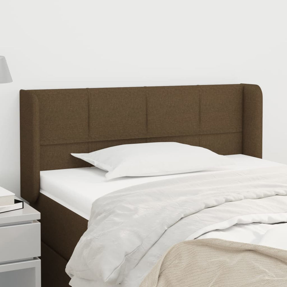 vidaXL Tête de lit avec oreilles Marron foncé 103x16x78/88 cm Tissu