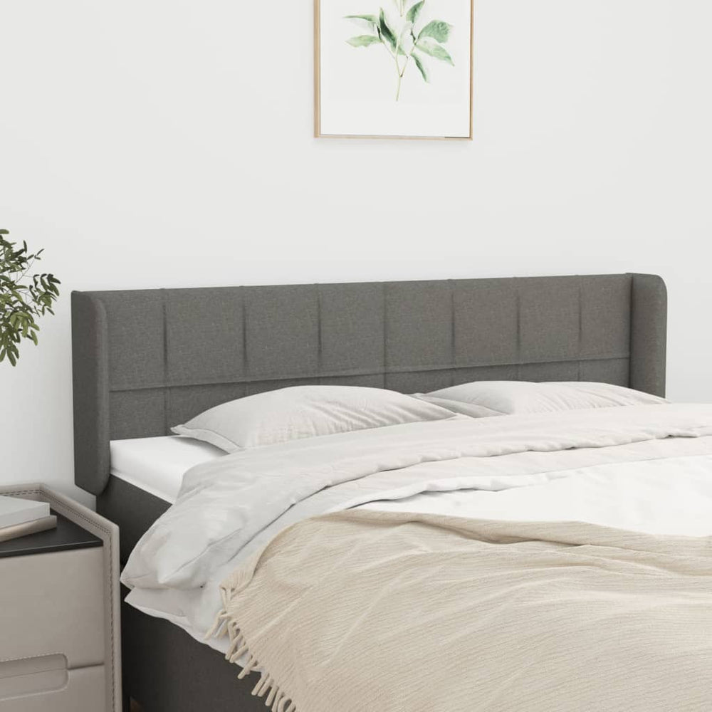 vidaXL Tête de lit à oreilles Gris foncé 147x16x78/88 cm Tissu