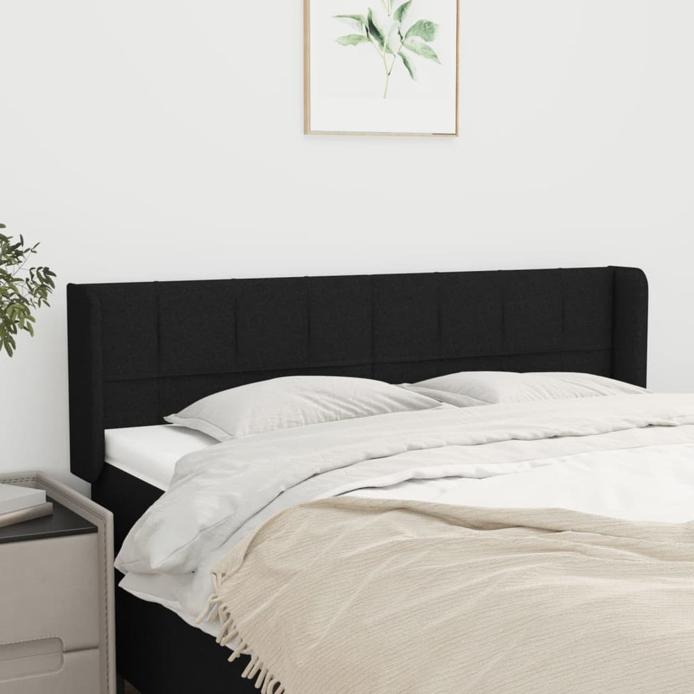vidaXL Tête de lit à oreilles Noir 147x16x78/88 cm Tissu