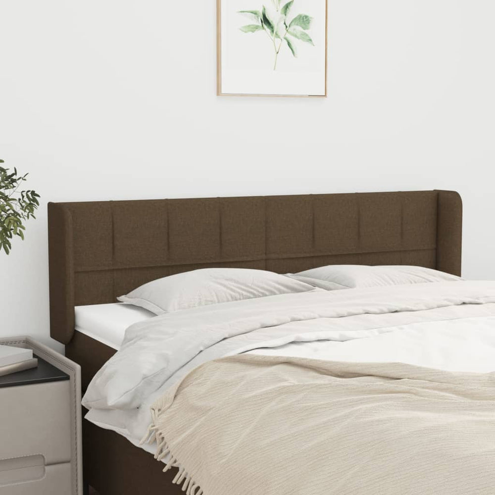 vidaXL Tête de lit à oreilles Marron foncé 147x16x78/88 cm Tissu