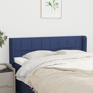 vidaXL Tête de lit à oreilles Bleu 147x16x78/88 cm Tissu
