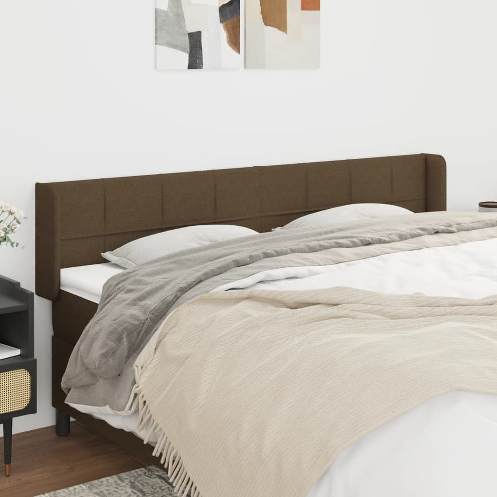 vidaXL Tête de lit à oreilles Marron foncé 163x16x78/88 cm Tissu