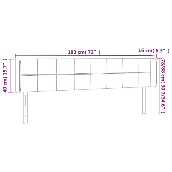 vidaXL Tête de lit à oreilles Gris clair 183x16x78/88 cm Tissu