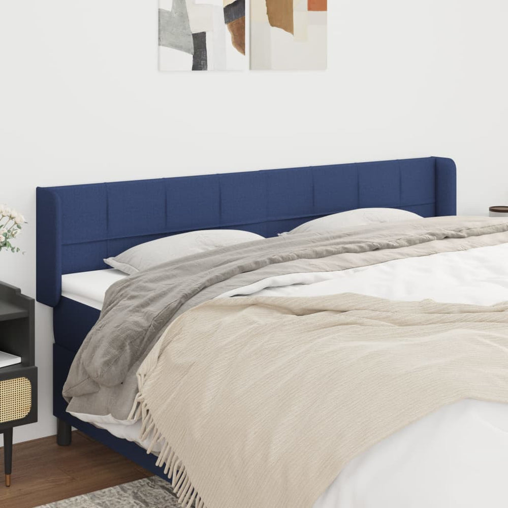 vidaXL Tête de lit à oreilles Bleu 183x16x78/88 cm Tissu