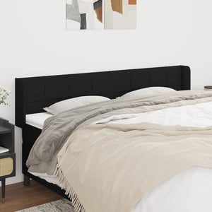 Kopfteil mit Ohren Schwarz 203x16x78/88 cm Stoff
