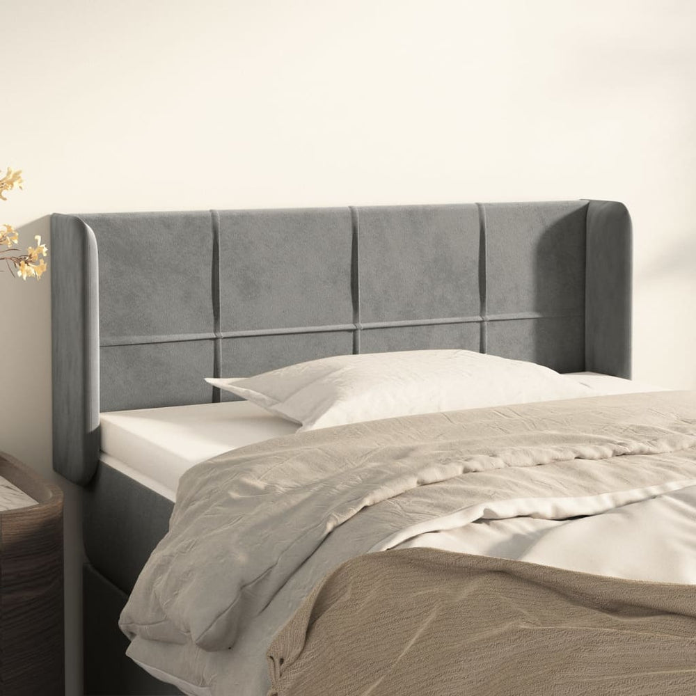 vidaXL Tête de lit à oreilles gris clair 93x16x78/88 cm velours