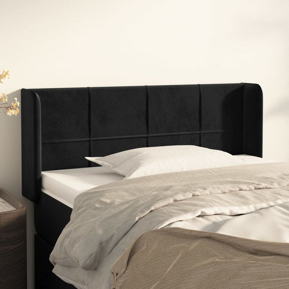 vidaXL Tête de lit à oreilles Noir 93x16x78/88 cm Velours