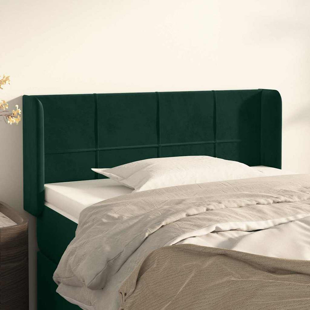 vidaXL Tête de lit à oreilles Vert foncé 103x16x78/88 cm Velours
