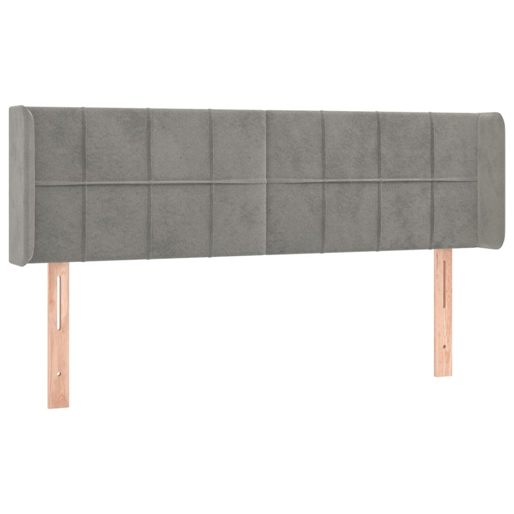 vidaXL Tête de lit à oreilles Gris clair 147x16x78/88 cm Velours