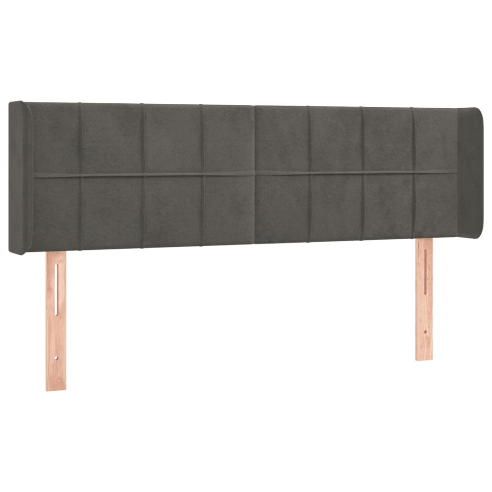 vidaXL Tête de lit à oreilles Gris foncé 147x16x78/88 cm Velours