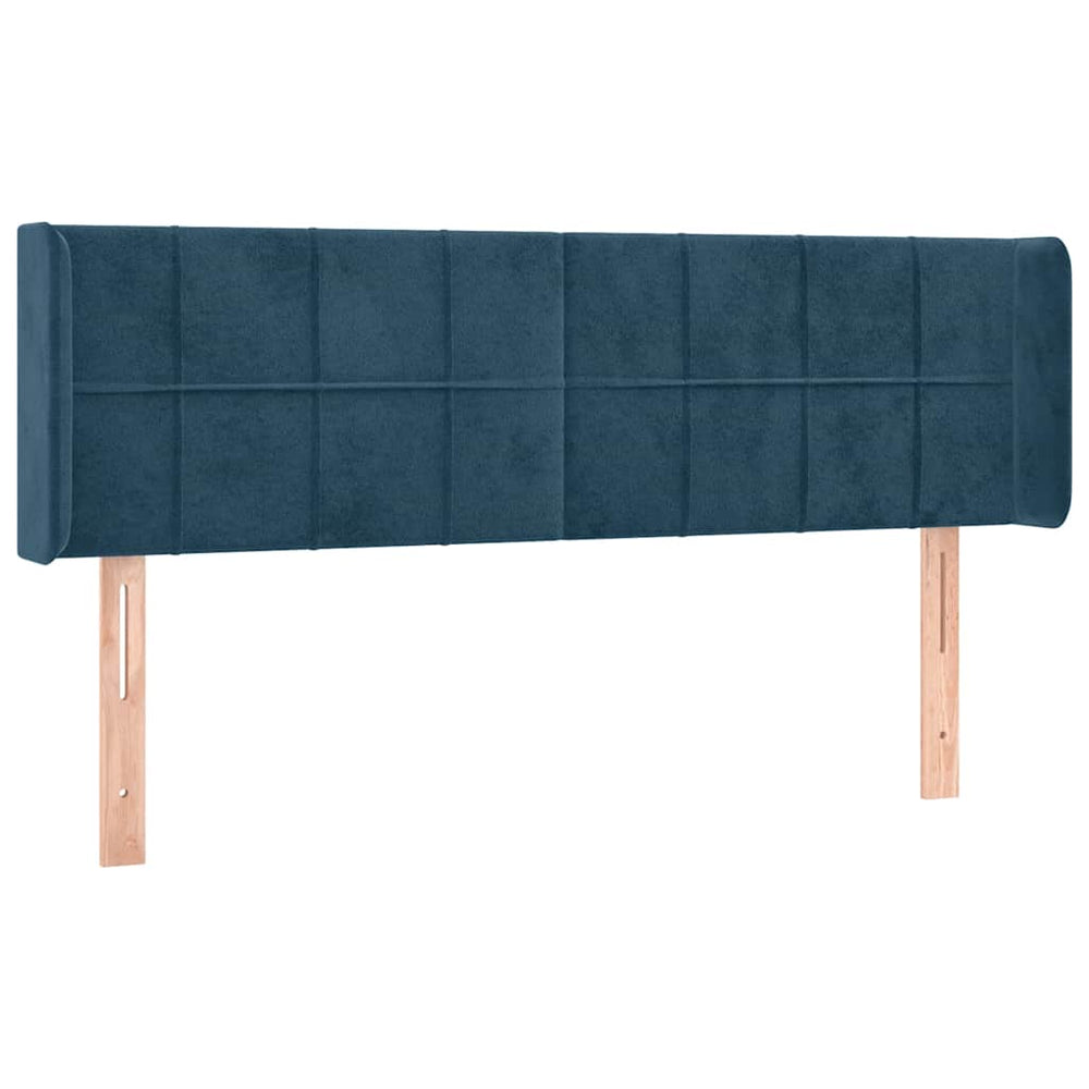 vidaXL Tête de lit à oreilles bleu foncé 147x16x78/88 cm Velours