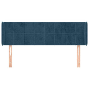 Kopfteil mit Ohren Dunkelblau 147x16x78/88 cm Samt