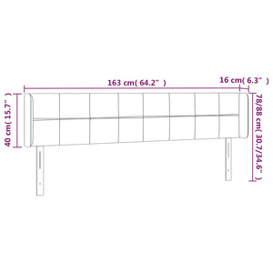 Kopfteil mit Ohren Hellgrau 163x16x78/88 cm Samt