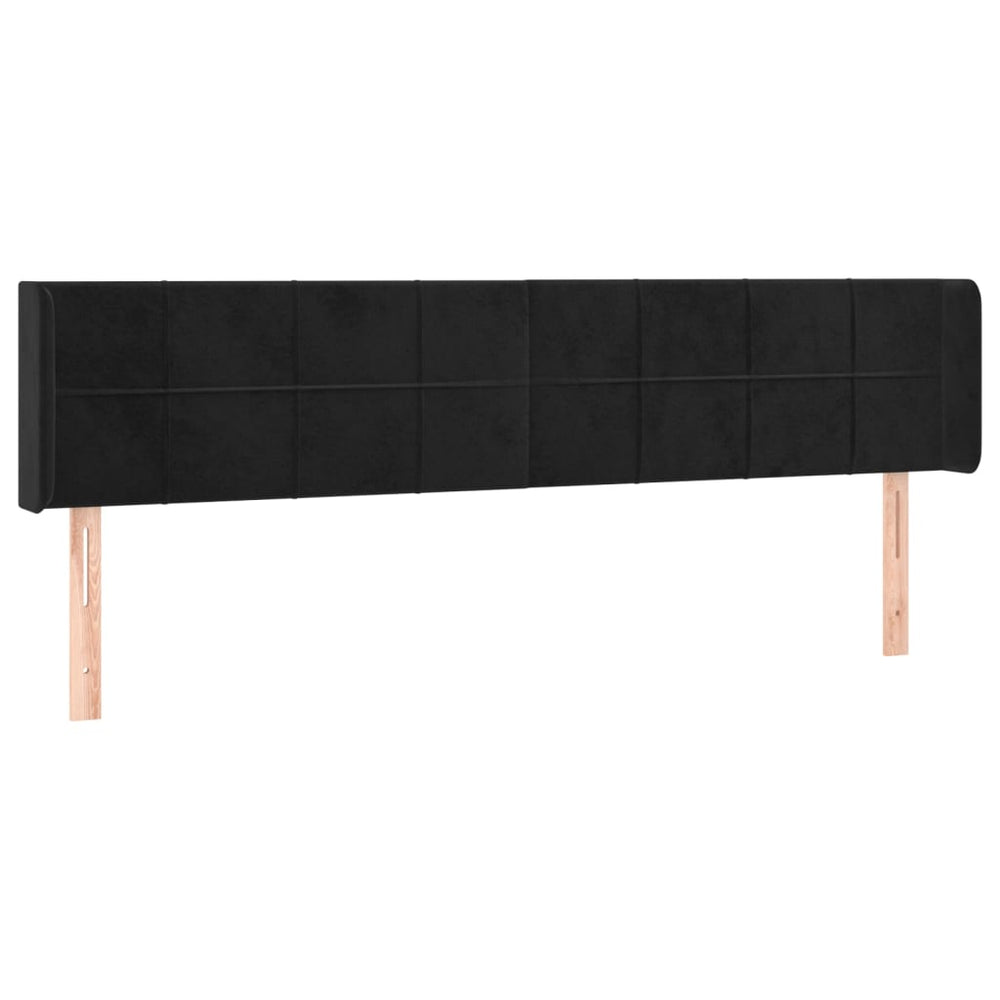 vidaXL Tête de lit à oreilles Noir 163x16x78/88 cm Velours