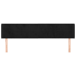 Kopfteil mit Ohren Schwarz 163x16x78/88 cm Samt