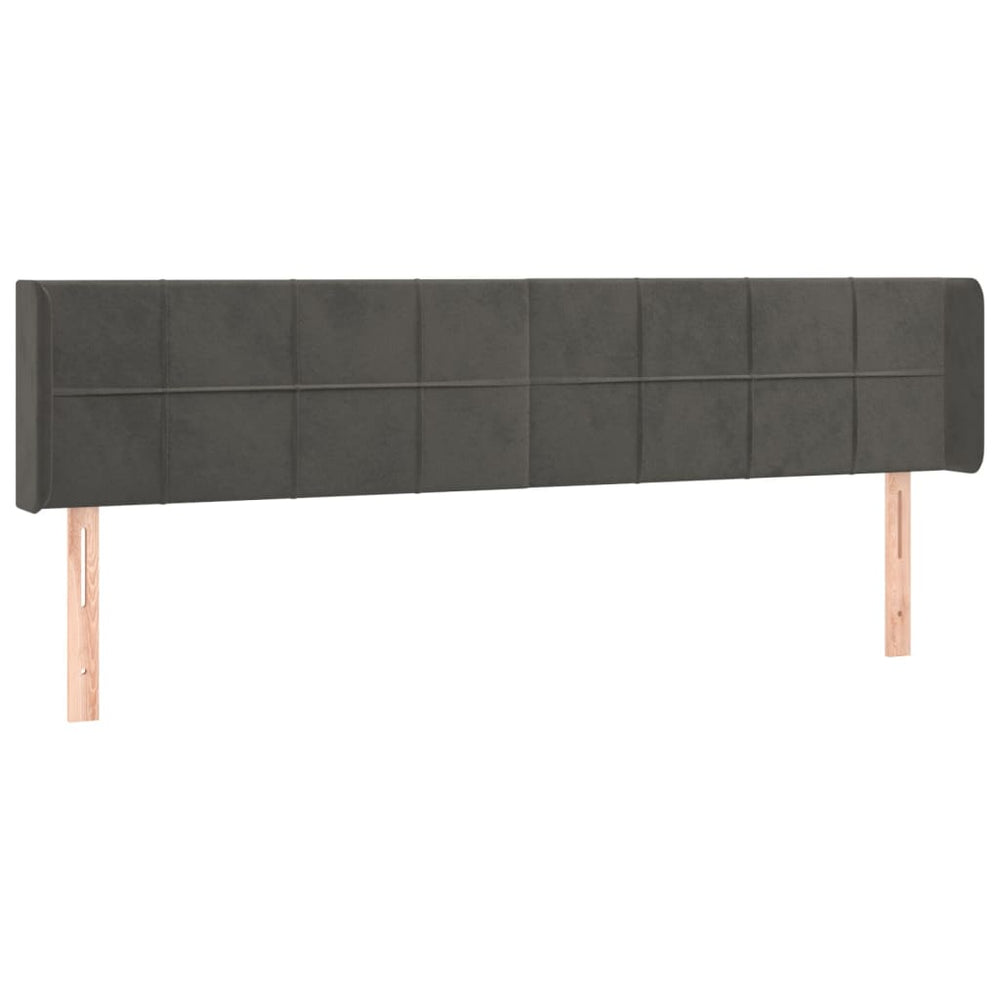vidaXL Tête de lit à oreilles Gris foncé 183x16x78/88 cm Velours