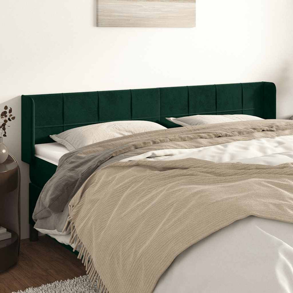vidaXL Tête de lit à oreilles Velours vert foncé 183x16x78/88 cm