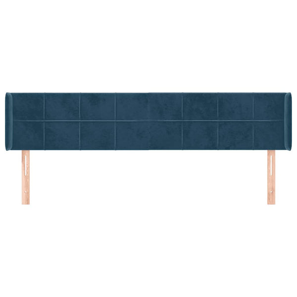 Kopfteil mit Ohren Dunkelblau 183x16x78/88 cm Samt