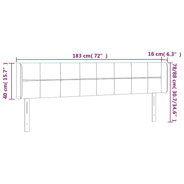 Kopfteil mit Ohren Dunkelblau 183x16x78/88 cm Samt