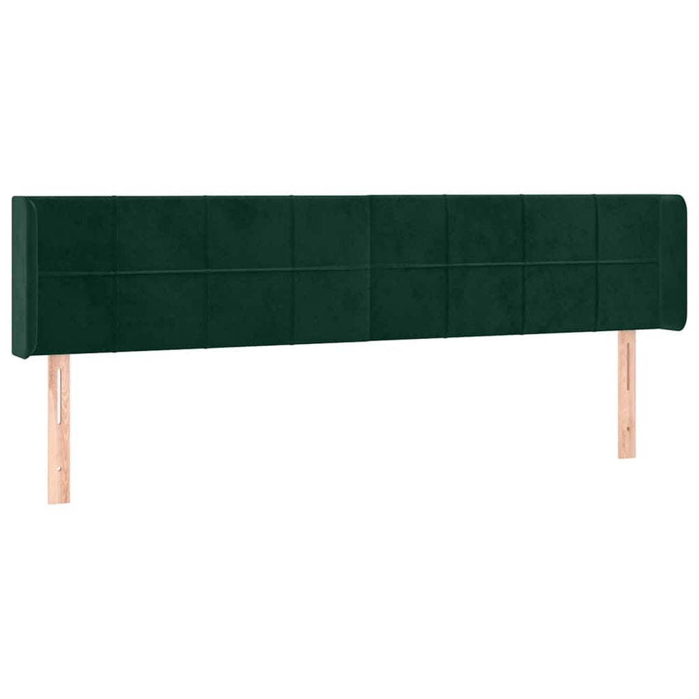 vidaXL Tête de lit à oreilles vert foncé 203x16x78/88 cm Velours