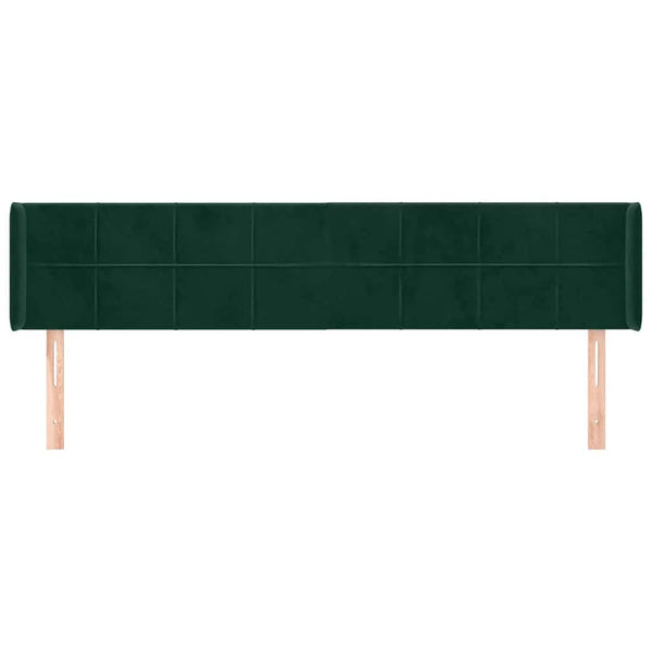 Kopfteil mit Ohren Dunkelgrün 203x16x78/88 cm Samt