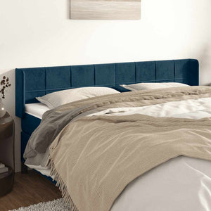 Kopfteil mit Ohren Dunkelblau 203x16x78/88 cm Samt