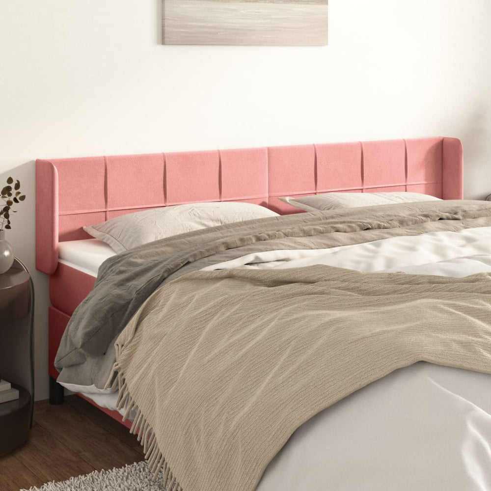 vidaXL Tête de lit à oreilles rose 203x16x78/88 cm velours
