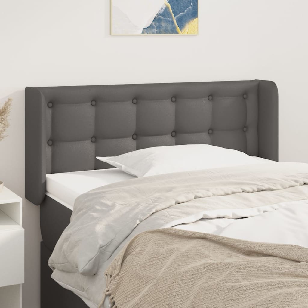 Kopfteil mit Ohren Grau 83x16x78/88 cm Kunstleder