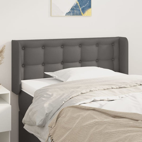 Kopfteil mit Ohren Grau 83x16x78/88 cm Kunstleder