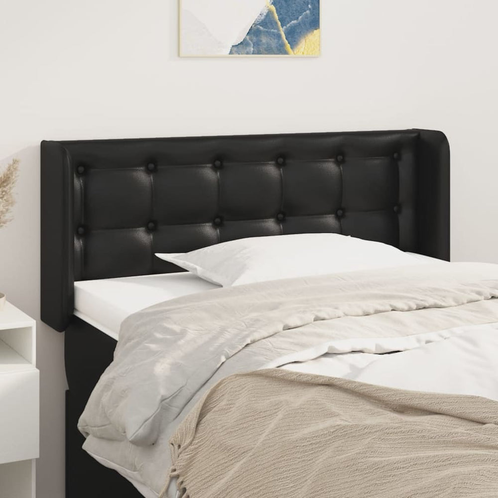 vidaXL Tête de lit avec oreilles Noir 93x16x78/88 cm Similicuir