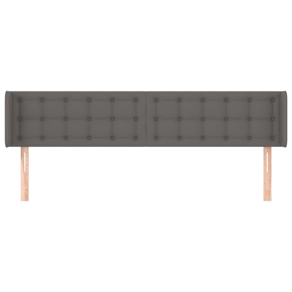 Kopfteil mit Ohren Grau 163x16x78/88 cm Kunstleder