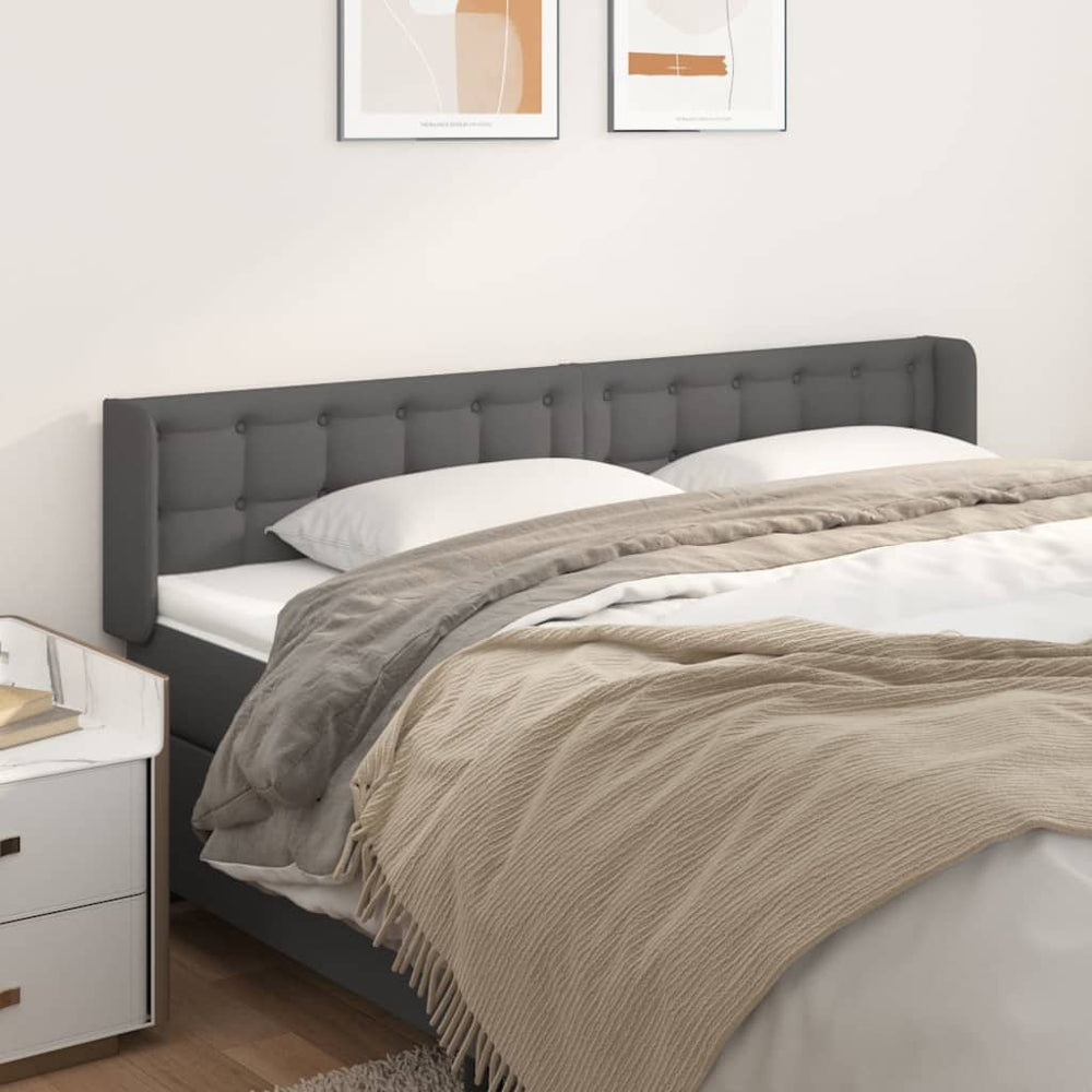 vidaXL Tête de lit à oreilles Gris 163x16x78/88 cm Similicuir