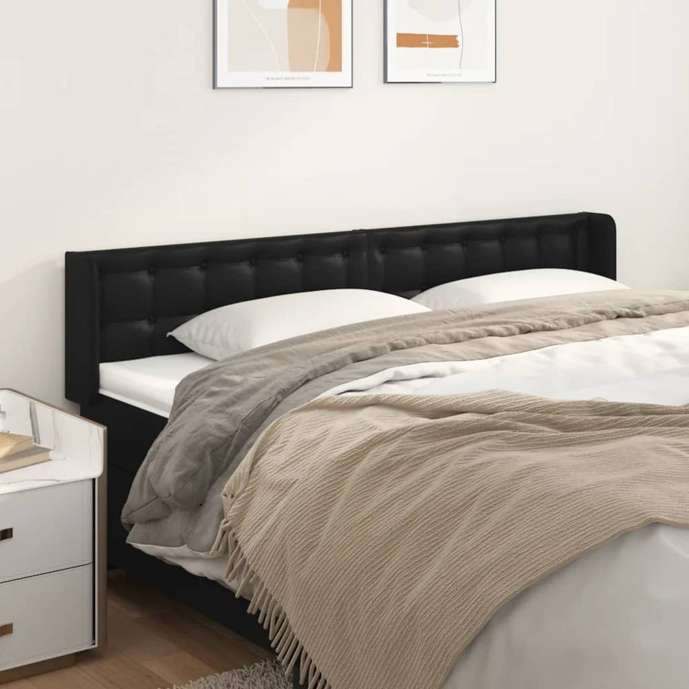 vidaXL Tête de lit à oreilles Noir 183x16x78/88 cm Similicuir