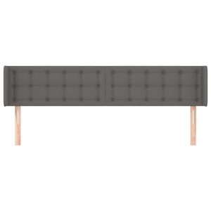 Kopfteil mit Ohren Grau 183x16x78/88 cm Kunstleder