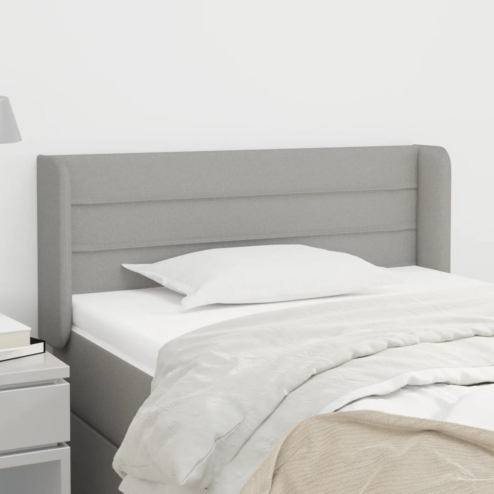 vidaXL Tête de lit à oreilles Gris clair 93x16x78/88 cm Tissu