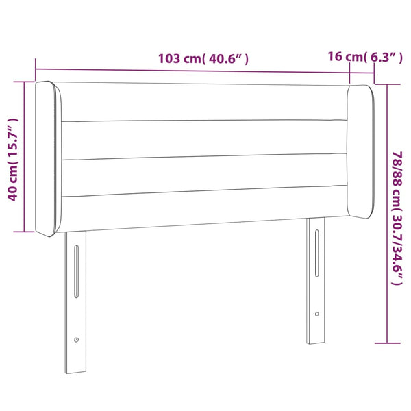 vidaXL Tête de lit avec oreilles Gris foncé 103x16x78/88 cm Tissu