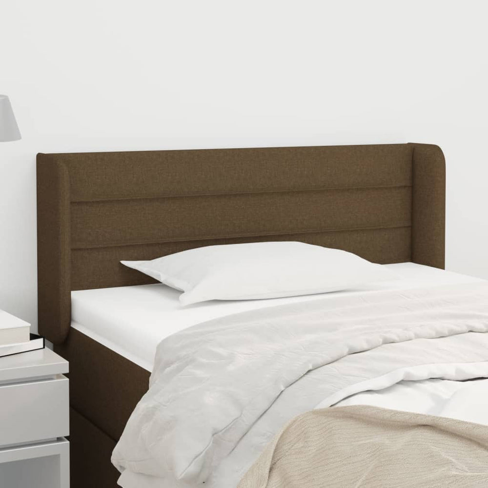 vidaXL Tête de lit avec oreilles Marron foncé 103x16x78/88 cm Tissu